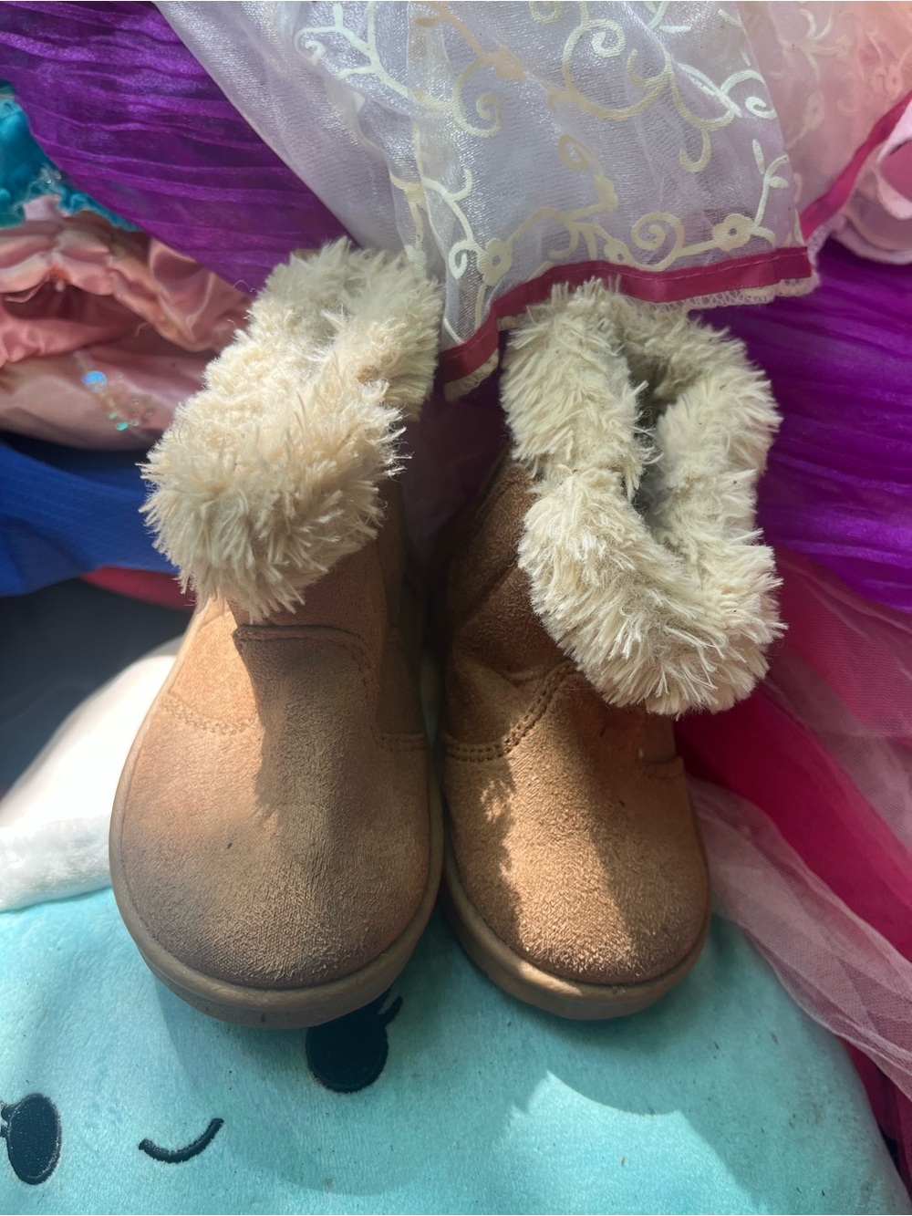 wonder nation Tan Faux-Fur Cuff Kids Winter Boots